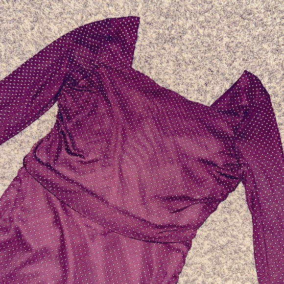 COPY - NWT GIRLS SIZE 8 XTRAORDINARY DRESS. WINE/with silver dots - Picture 2 of 6